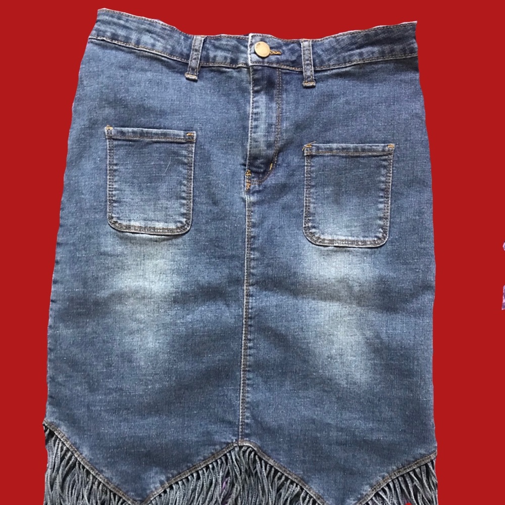 Denim pencil skirt
